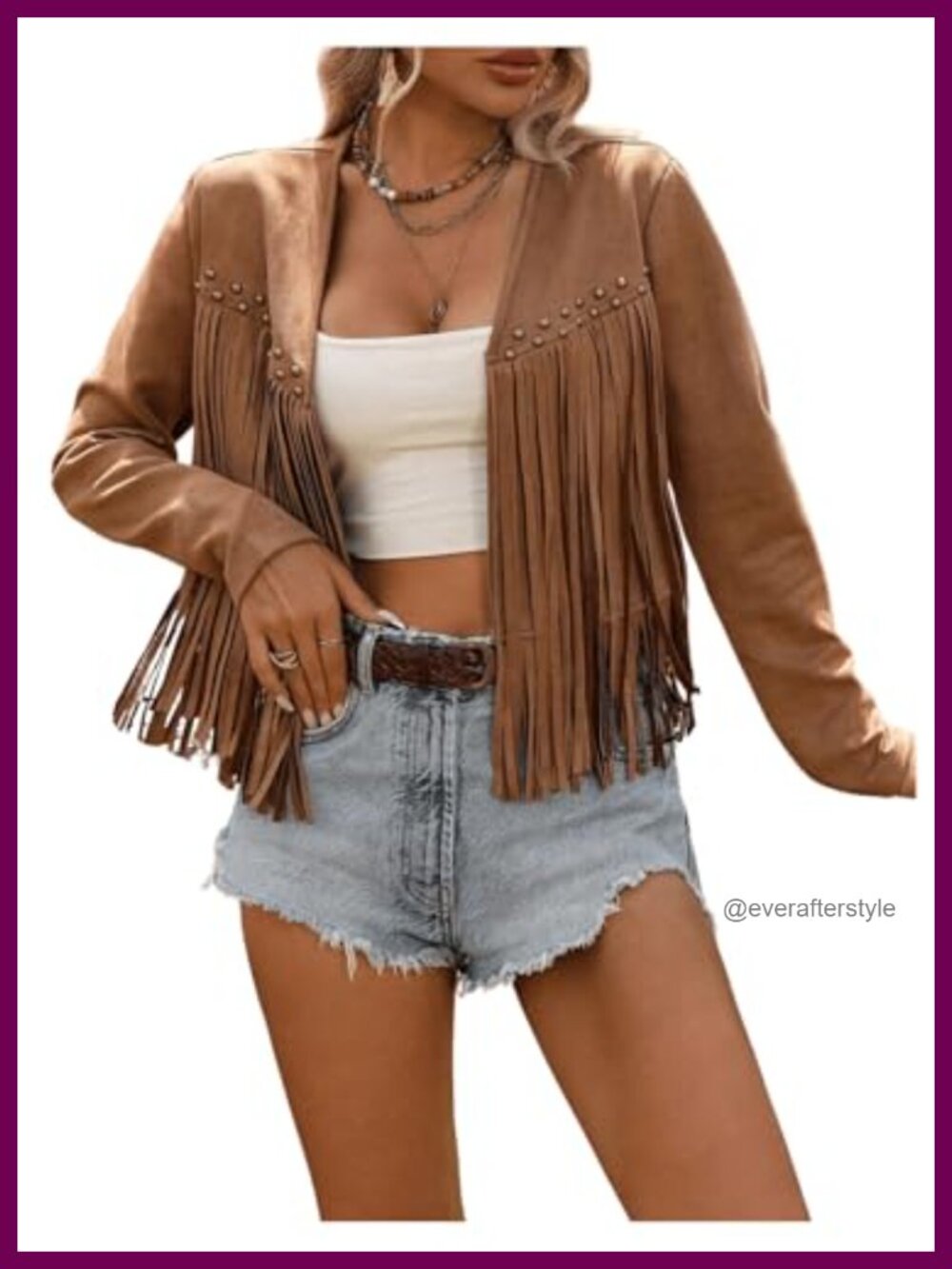 Women's Fringe Trim Long Sleeve Open Front Cardigan Jacket